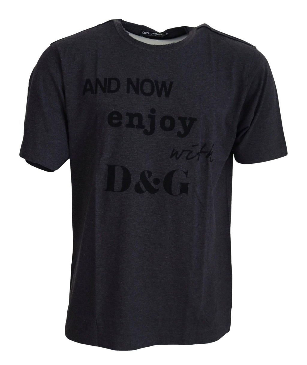 T-shirt à manches courtes gris en coton de Dolce & Gabbana, col rond, style décontracté et élégant.