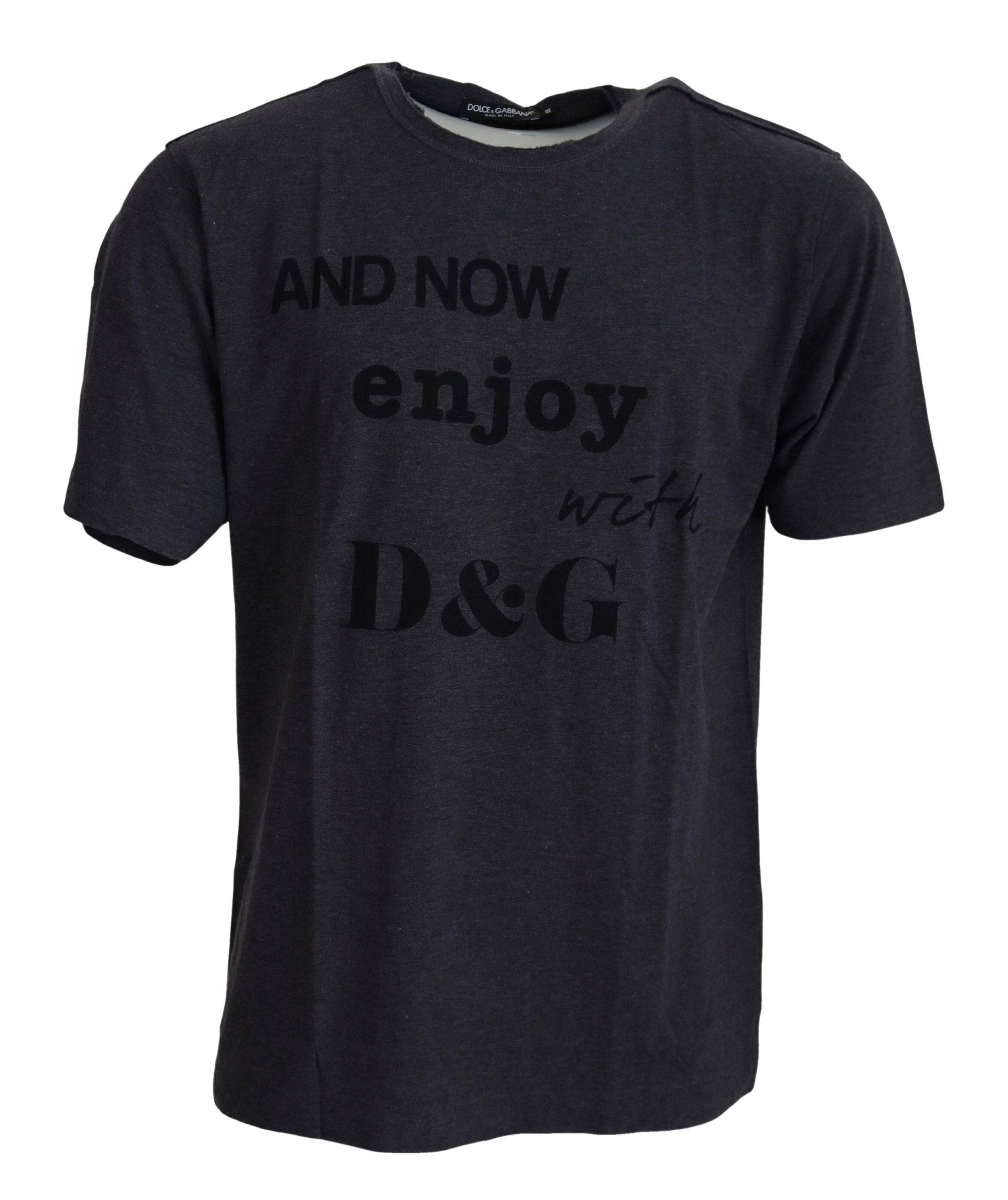 T-shirt à manches courtes gris en coton de Dolce & Gabbana, col rond, style décontracté et élégant.