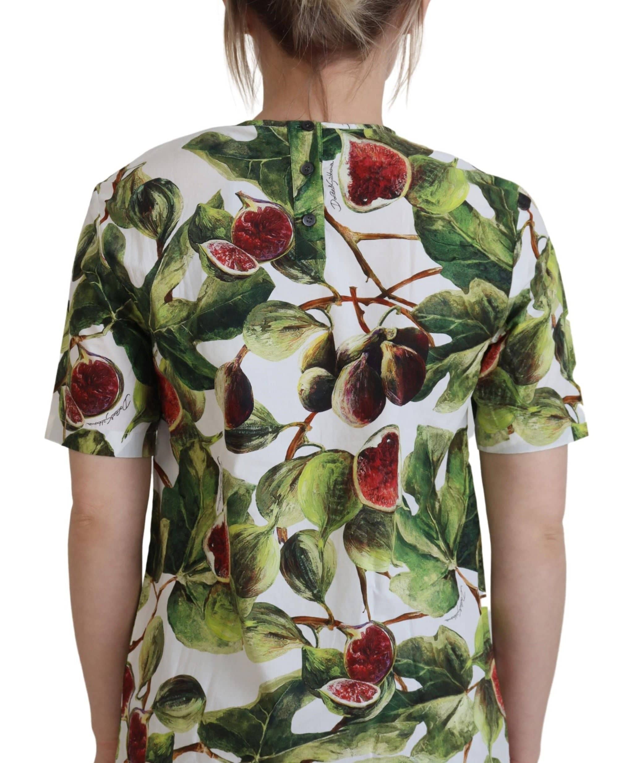 T-shirt Dolce & Gabbana en coton à col rond avec motif fruit, style blouse décontractée.
