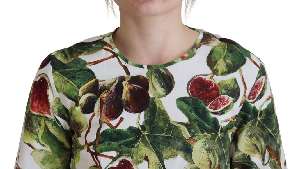 T-shirt en coton à col rond Dolce & Gabbana avec motif fruit, style blouse décontractée, image de face.