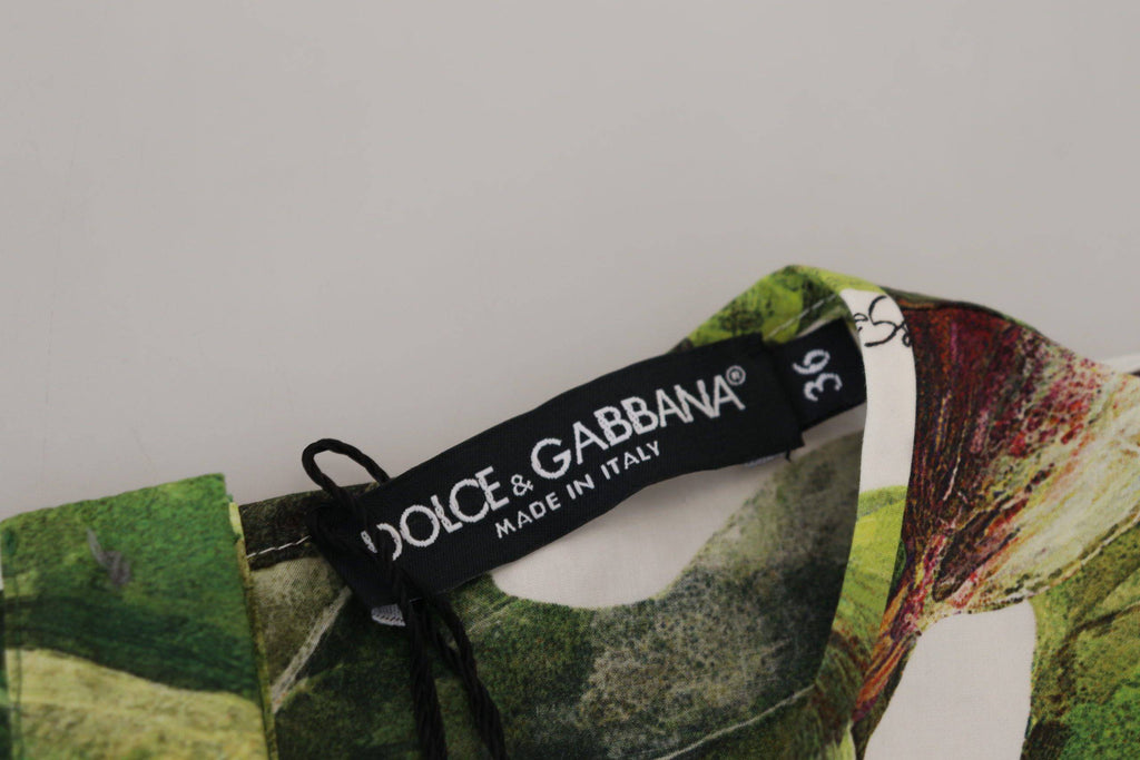 T-shirt en coton à col rond Dolce & Gabbana avec motif de fruits, vue de face, style décontracté et coloré.