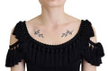 Haut sans manches noir de Dolce & Gabbana en coton avec franges, style blouse élégante et décontractée.
