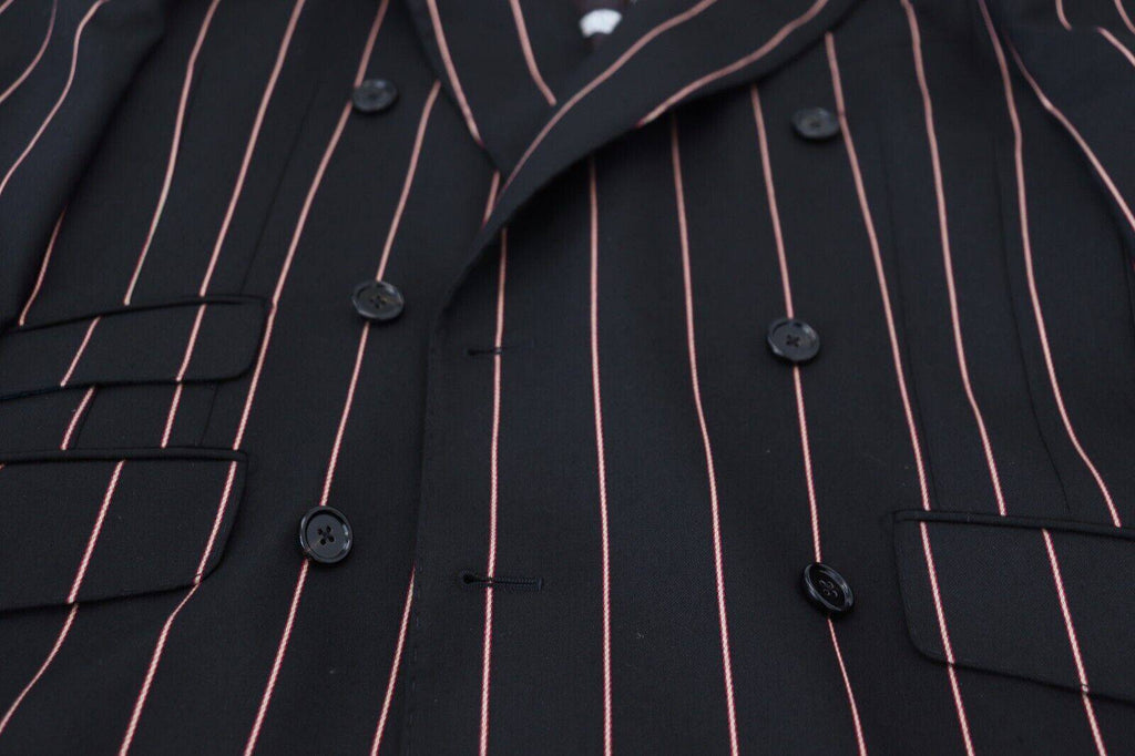 Veste blazer double boutonnage en viscose noire à rayures Dolce & Gabbana, style élégant et sophistiqué.