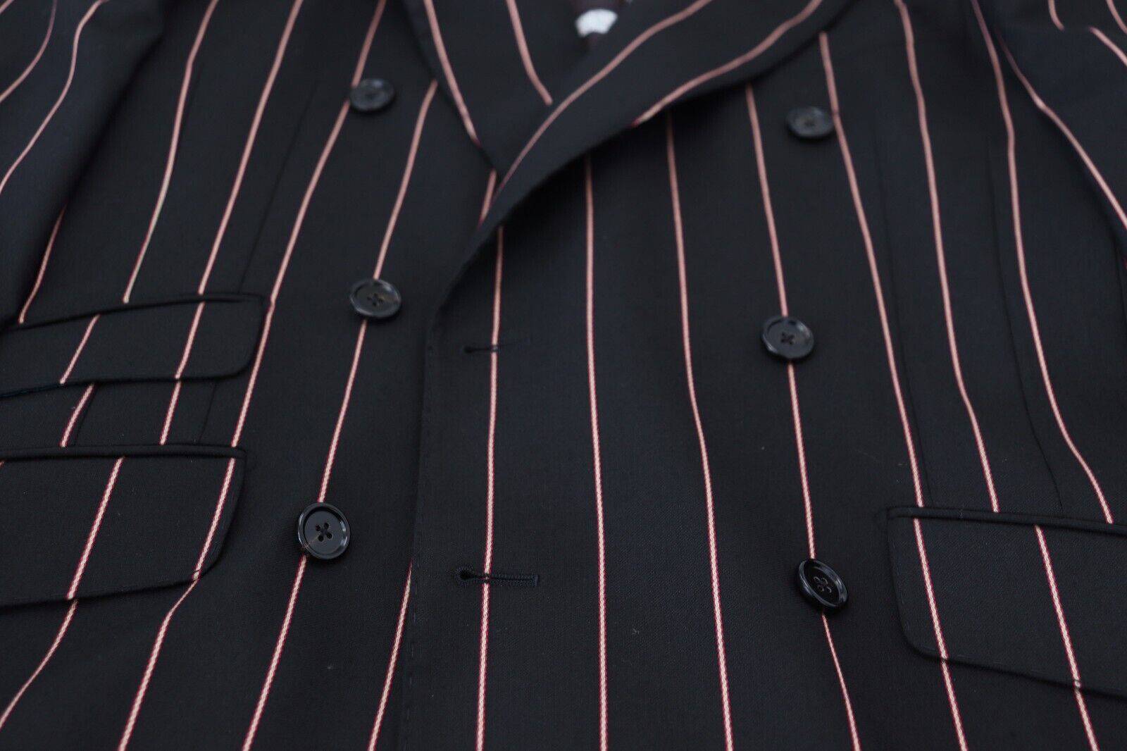 Veste blazer double boutonnage en viscose noire à rayures Dolce & Gabbana, style élégant et sophistiqué.
