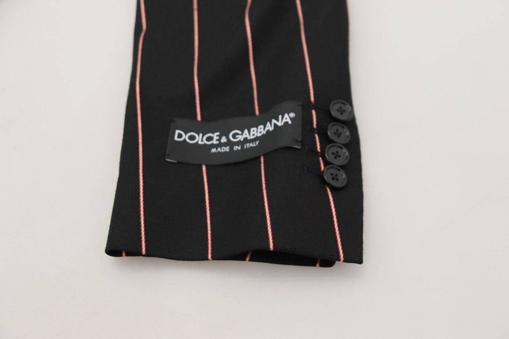 Blazer Dolce & Gabbana à rayures noires en viscose, double boutonnage, veste élégante pour homme.