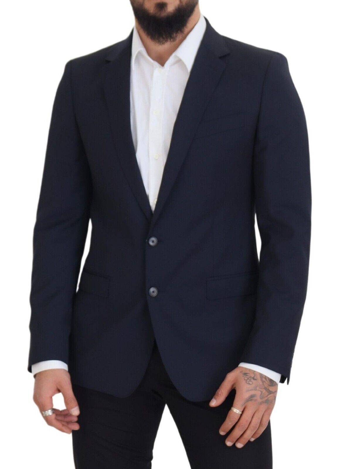 Veste blazer en laine bleu foncé à un bouton Dolce & Gabbana, coupe simple, élégant pour homme.