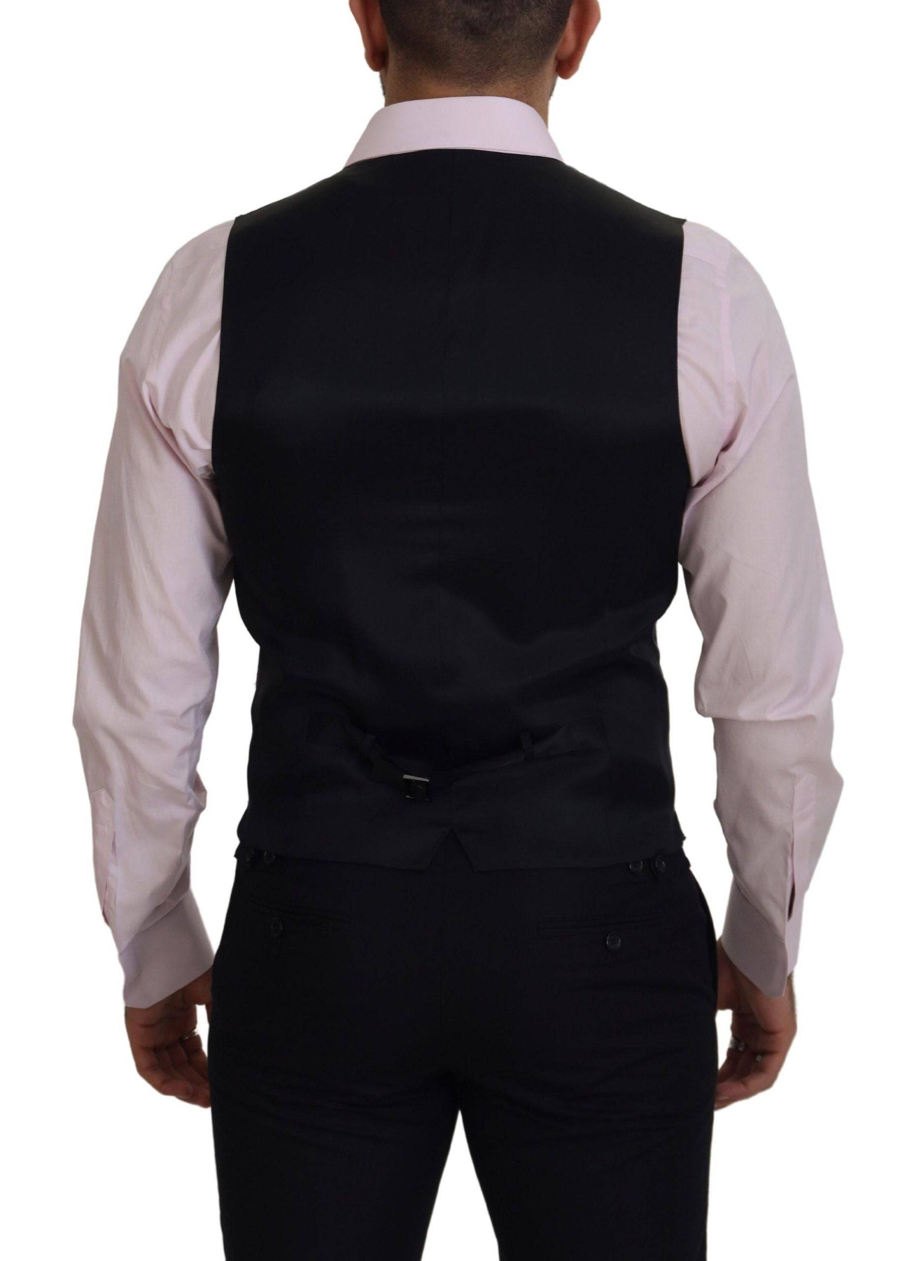 Gilet de costume multicolore en polyester Dolce & Gabbana, robe sans manches élégante pour occasion formelle.