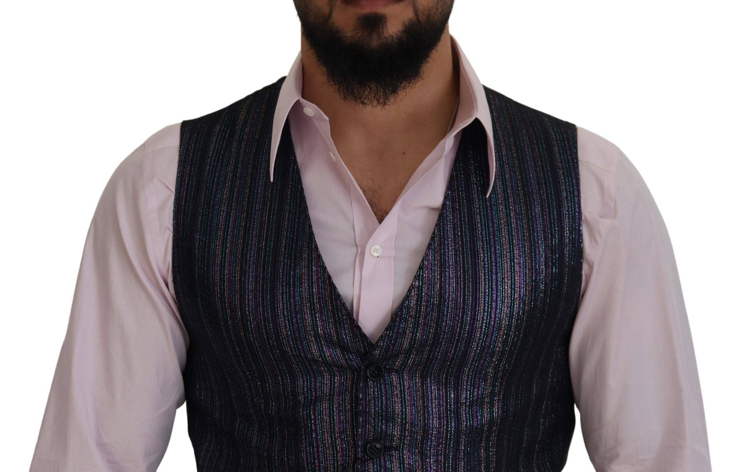 Robe sans manches Dolce & Gabbana en polyester multicolore, veste de costume formelle élégante et sophistiquée.