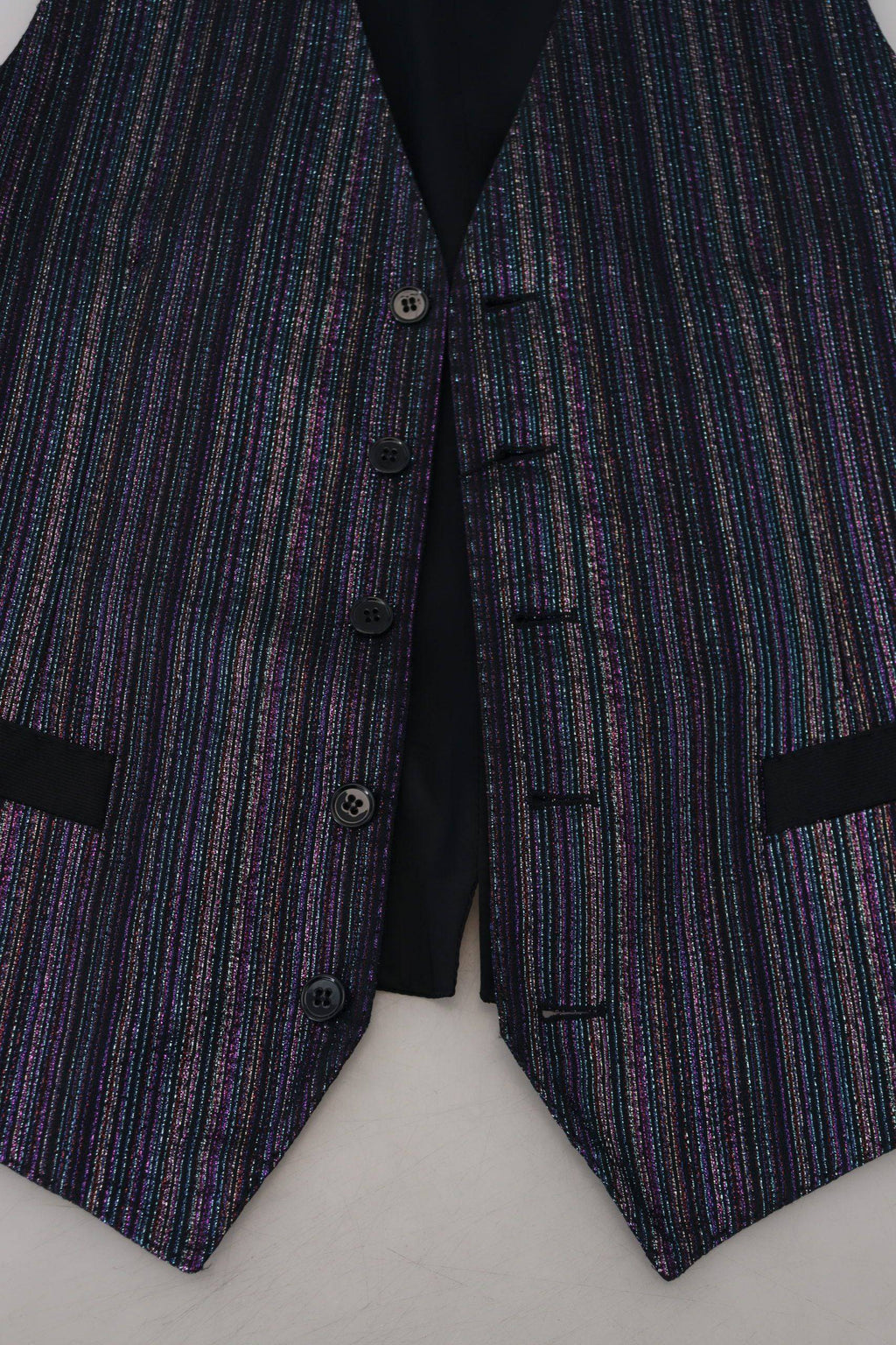 Robe de costume Dolce & Gabbana en polyester multicolore avec gilet formel à la taille, élégance raffinée et moderne.