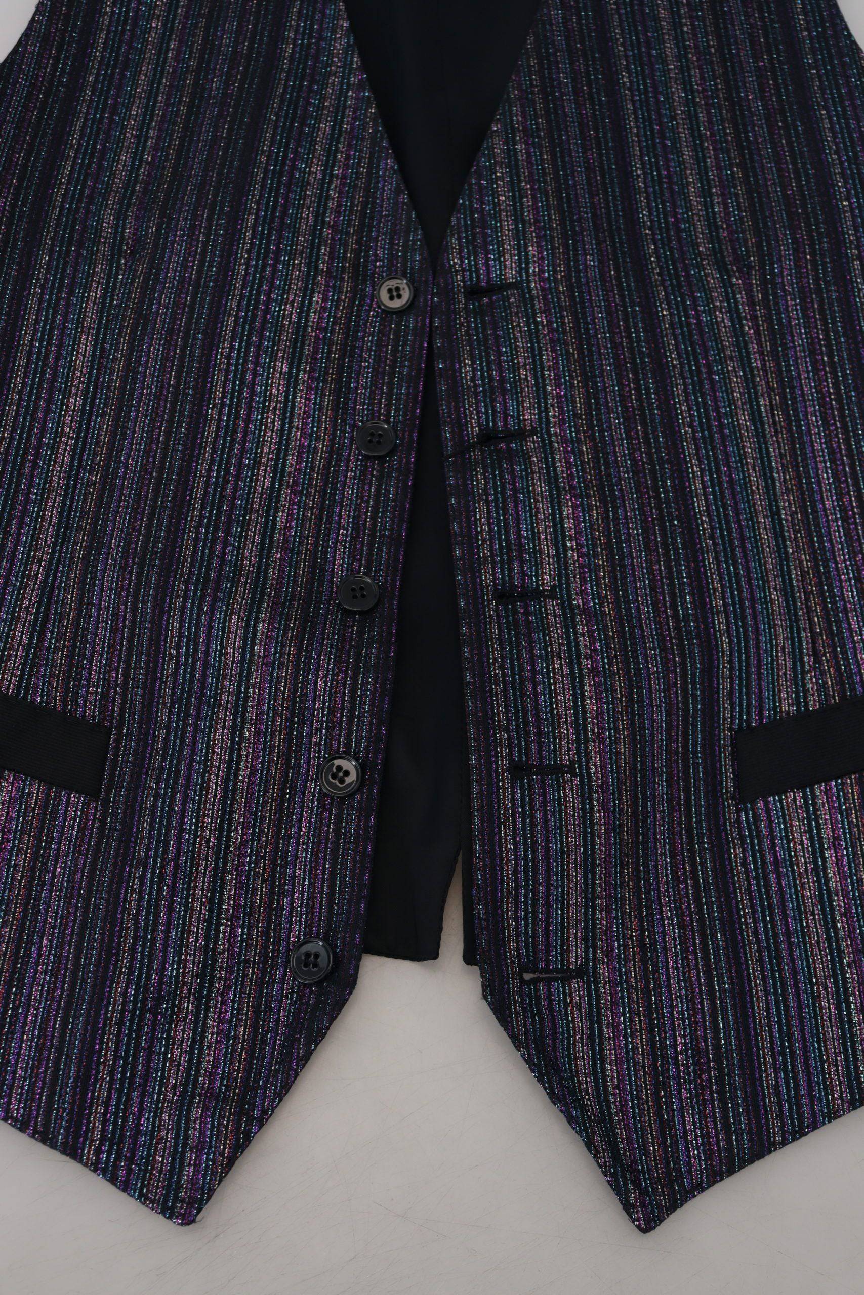 Robe de costume Dolce & Gabbana en polyester multicolore avec gilet formel à la taille, élégance raffinée et moderne.