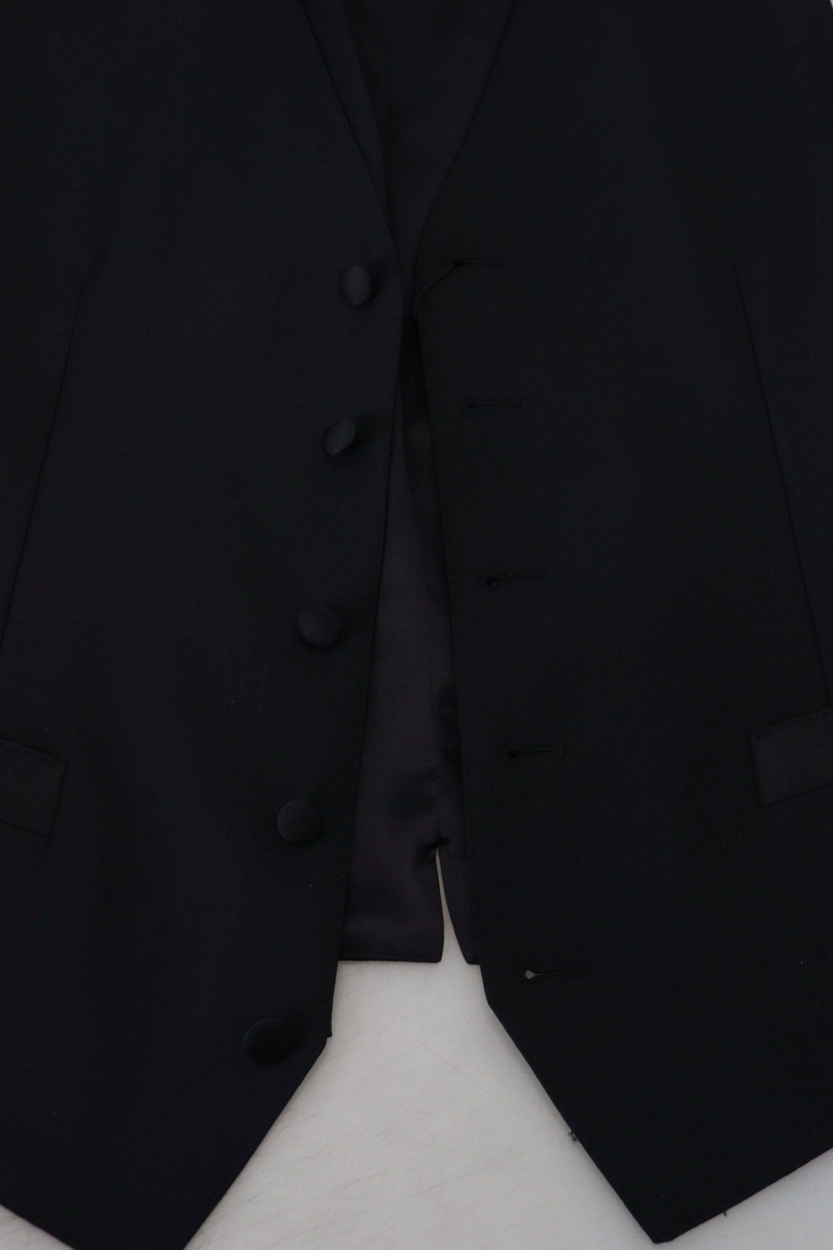Gilet formel en laine vierge noire de Dolce & Gabbana, veste ajustée élégante pour homme.