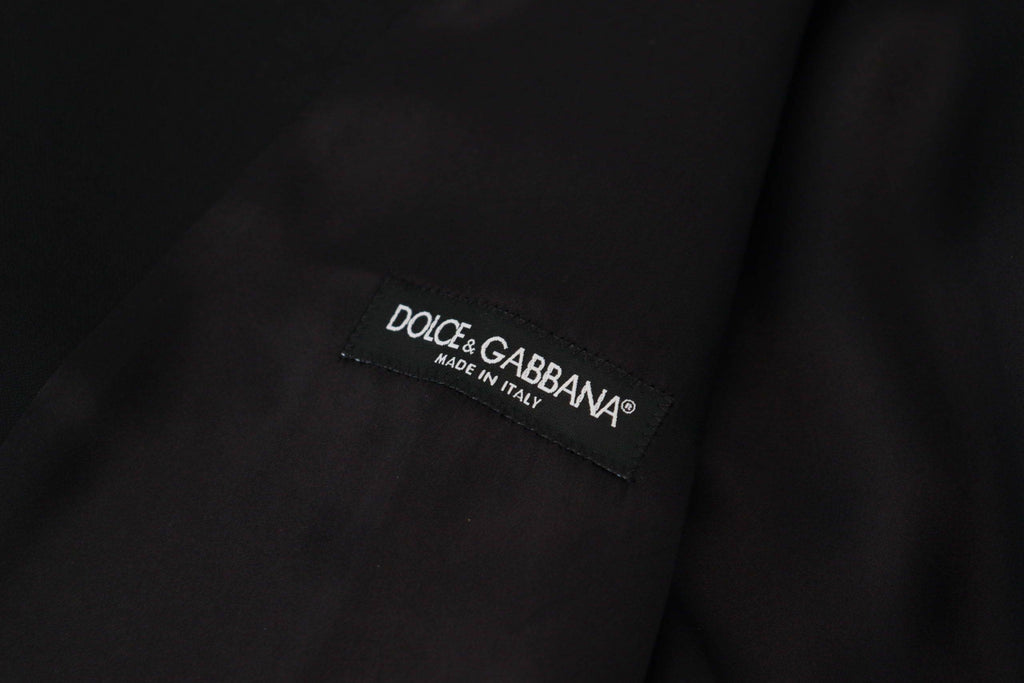 Gilet de costume noir en laine vierge de Dolce & Gabbana, veste formelle élégante pour homme.