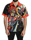 Chemise Dolce & Gabbana à manches courtes à imprimé multicolore, style décontracté, visible avec motifs colorés et tissu léger.