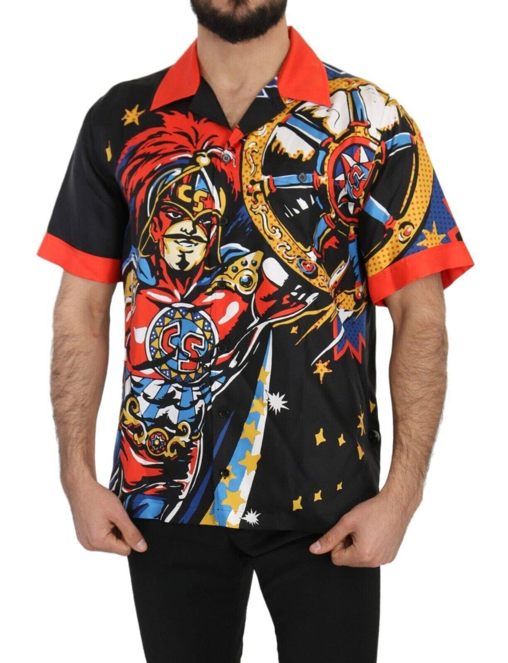 Chemise casual à manches courtes Dolce & Gabbana à imprimé multicolore, style décontracté et tendance pour homme