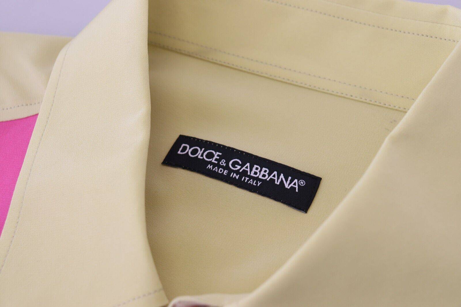 Chemise Dolce & Gabbana en soie à patchwork multicolore avec boutons, vue de face.