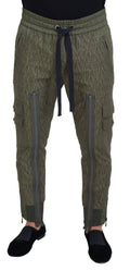 Pantalon cargo vert à rayures Dolce & Gabbana pour homme avec zips sur les jambes, style décontracté et tendance.