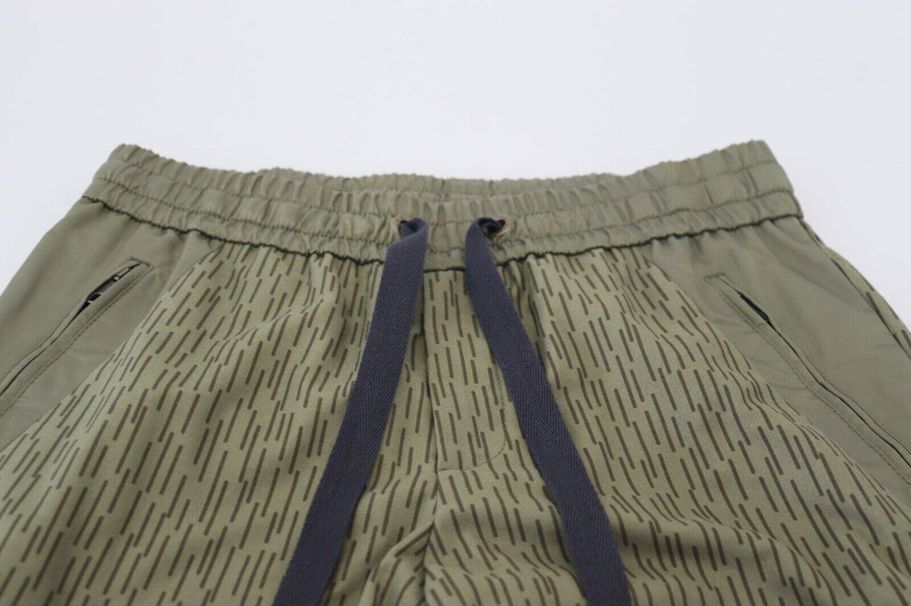 Pantalon cargo vert à rayures avec fermeture éclair pour homme Dolce & Gabbana, coupe décontractée.