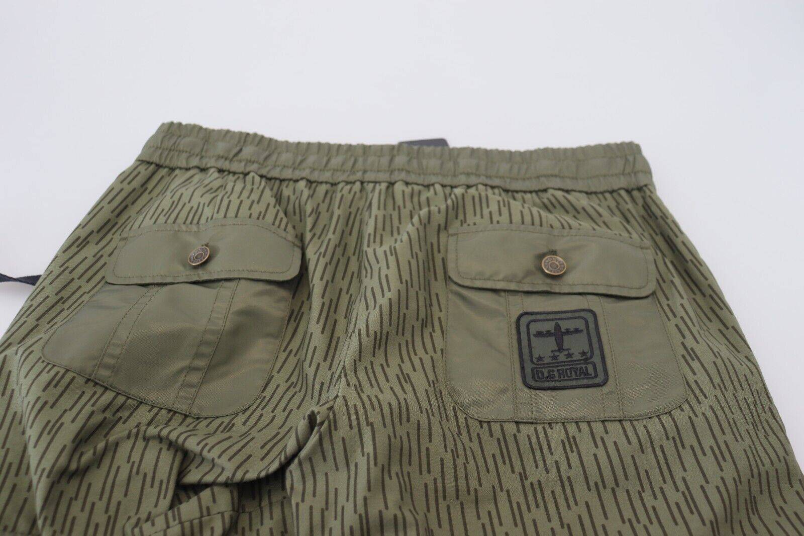 Pantalon cargo vert à rayures et fermeture éclair pour homme Dolce & Gabbana, style décontracté et tendance.