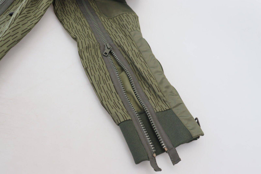 Pantalon cargo vert à rayures avec fermeture éclair et jambes larges, Dolce & Gabbana pour homme.