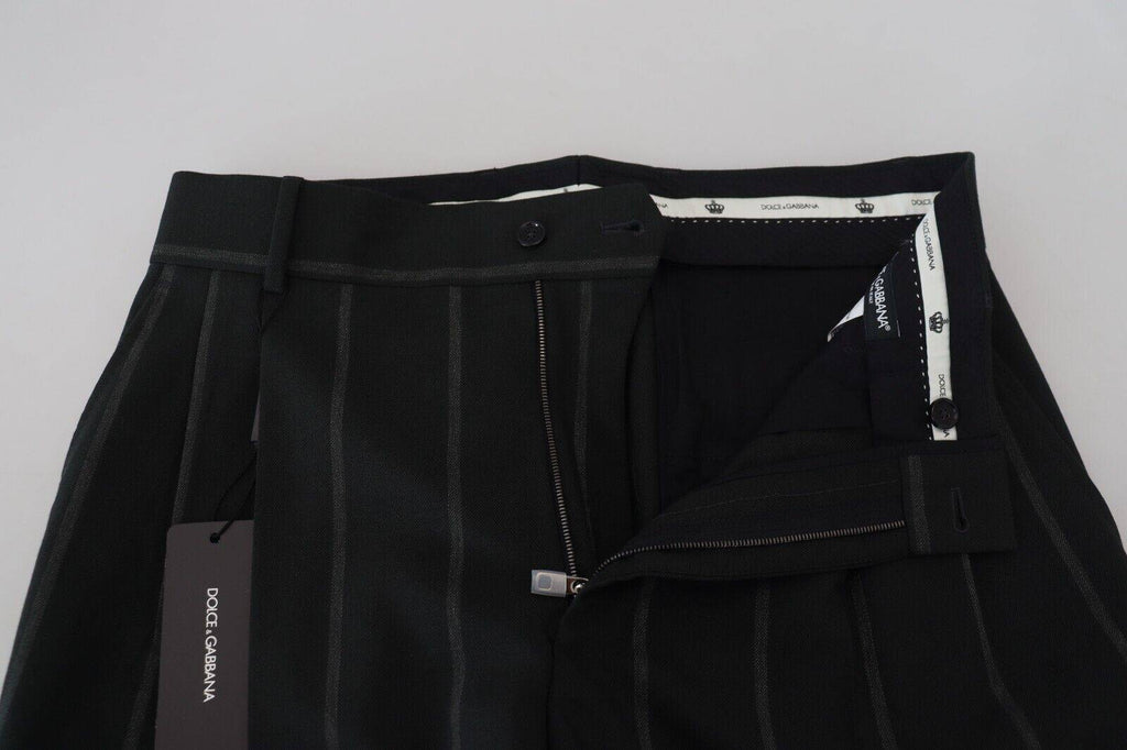 Pantalon en coton noir à rayures pour homme de Dolce & Gabbana, pantalon élégant et confortable.