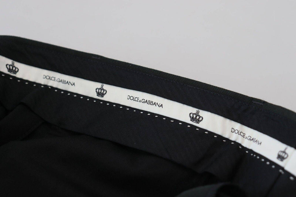 Pantalon homme Dolce & Gabbana noir à rayures en coton, élégant et confortable, visible en détail sur l'image.