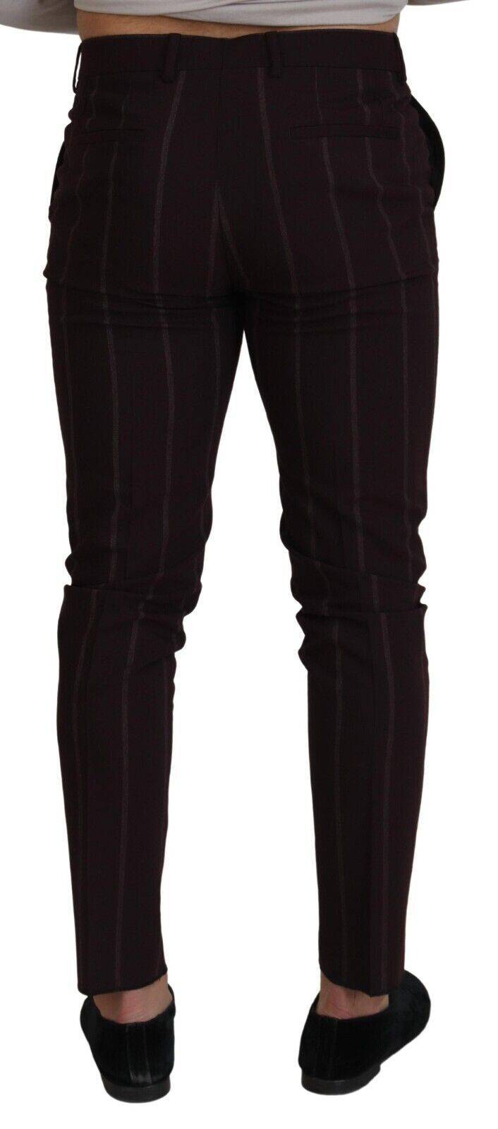 Pantalon homme en coton à rayures marron de Dolce & Gabbana, pantalon élégant avec motif rayé.