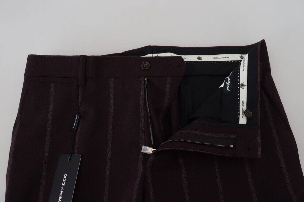 Pantalon homme en coton à rayures marron de Dolce & Gabbana, pantalon élégant pour homme.
