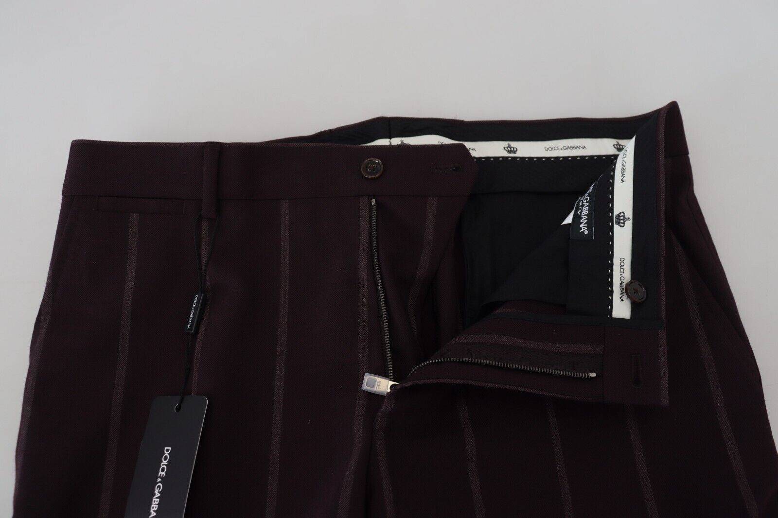 Pantalon homme en coton à rayures marron de Dolce & Gabbana, pantalon élégant pour homme.