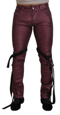 Jeans en denim de style décontracté pour homme de Dolce & Gabbana, ceinture en coton magenta avec harnais casual.