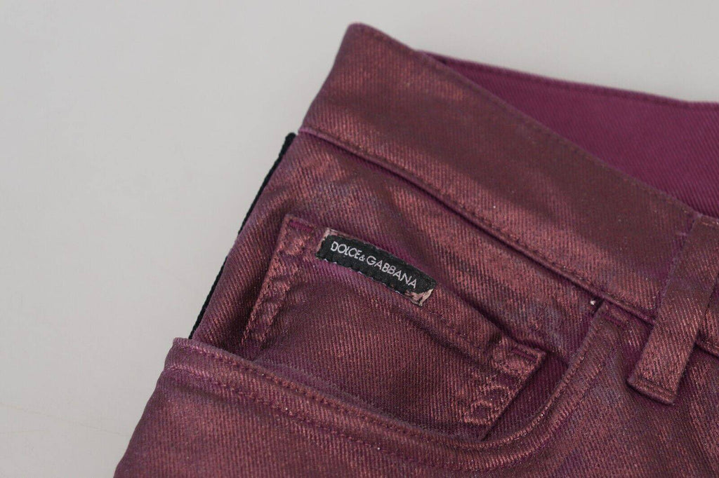 Jean homme Dolce & Gabbana en denim avec harnais décontracté en coton magenta, style casual et tendance.