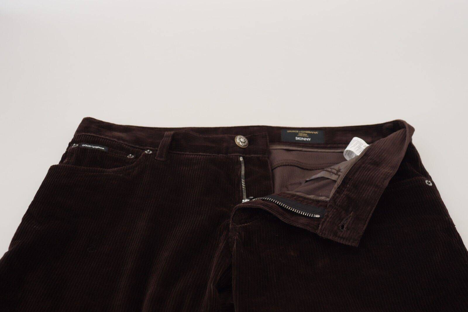 Pantalon homme en velours côtelé marron Dolce & Gabbana, style décontracté et élégant, avec coupe classique.