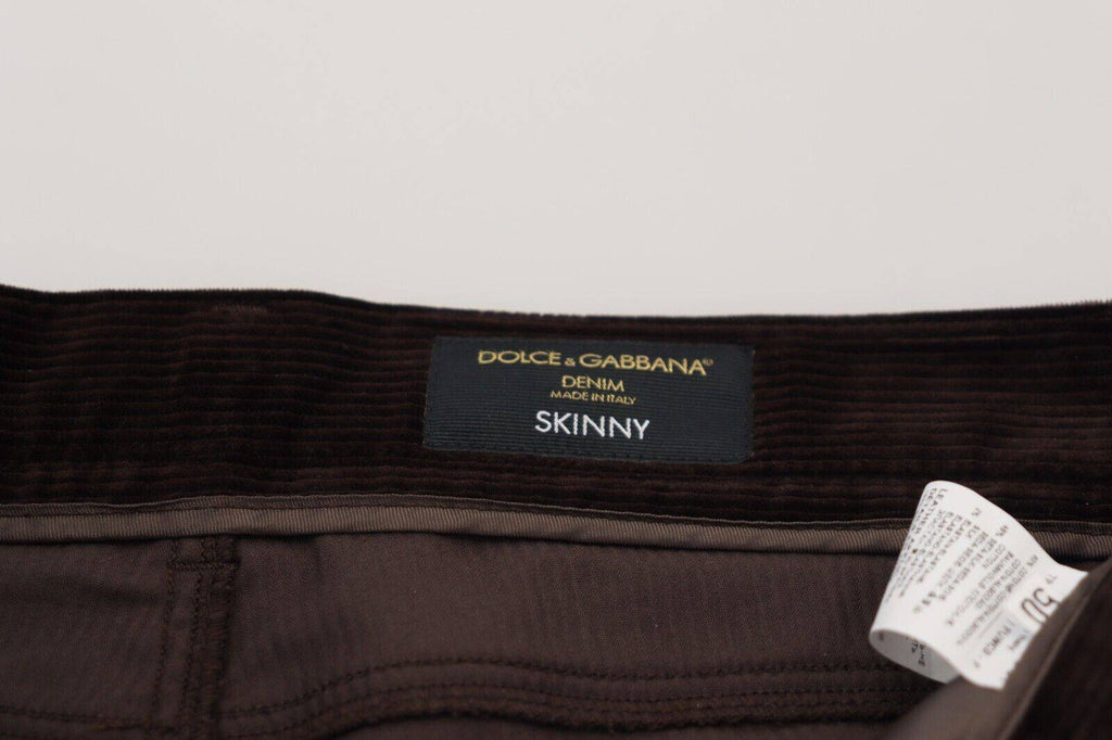 Pantalon décontracté en velours côtelé marron pour homme de Dolce & Gabbana, vue de face.
