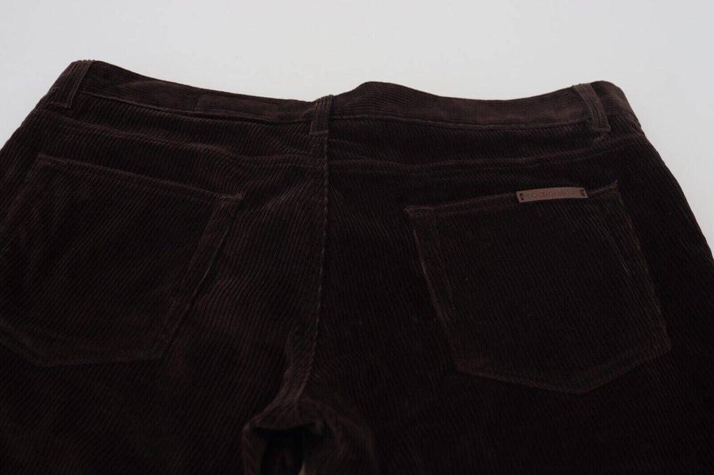 Pantalon homme en velours côtelé marron Dolce & Gabbana, pantalon décontracté pour homme, coupe classique et style élégant