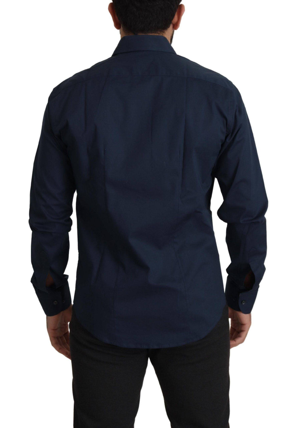 Chemise formelle en coton bleu marine Roberto Cavalli, vêtement élégant avec col classique et boutons visibles.