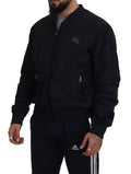 Veste bomber noire en nylon avec logo Dolce & Gabbana, fermeture éclair, style moderne et élégant.