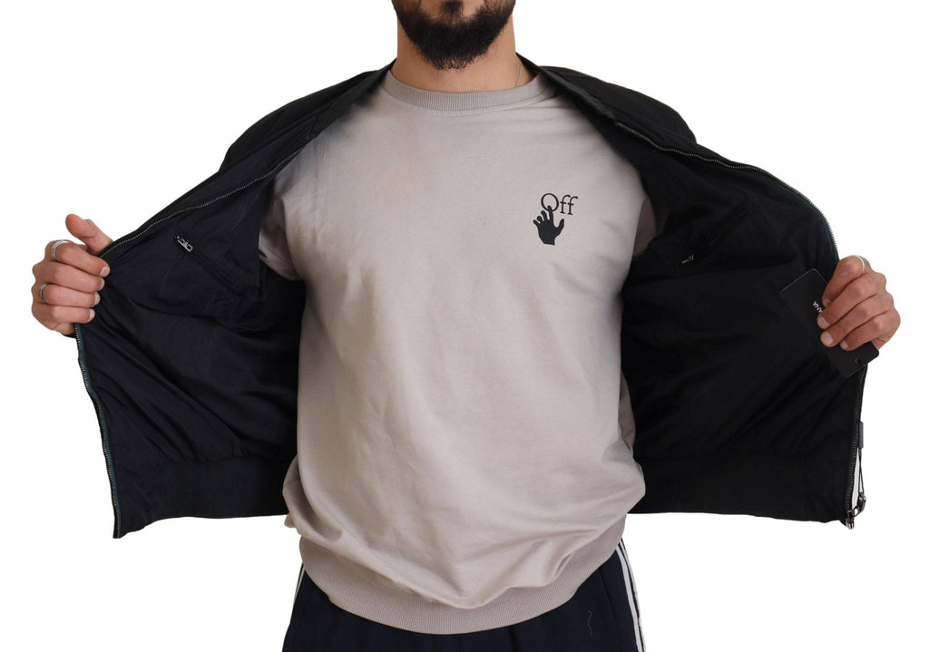 Veste bomber noire en nylon avec logo Dolce & Gabbana, fermeture éclair, style moderne et élégant.