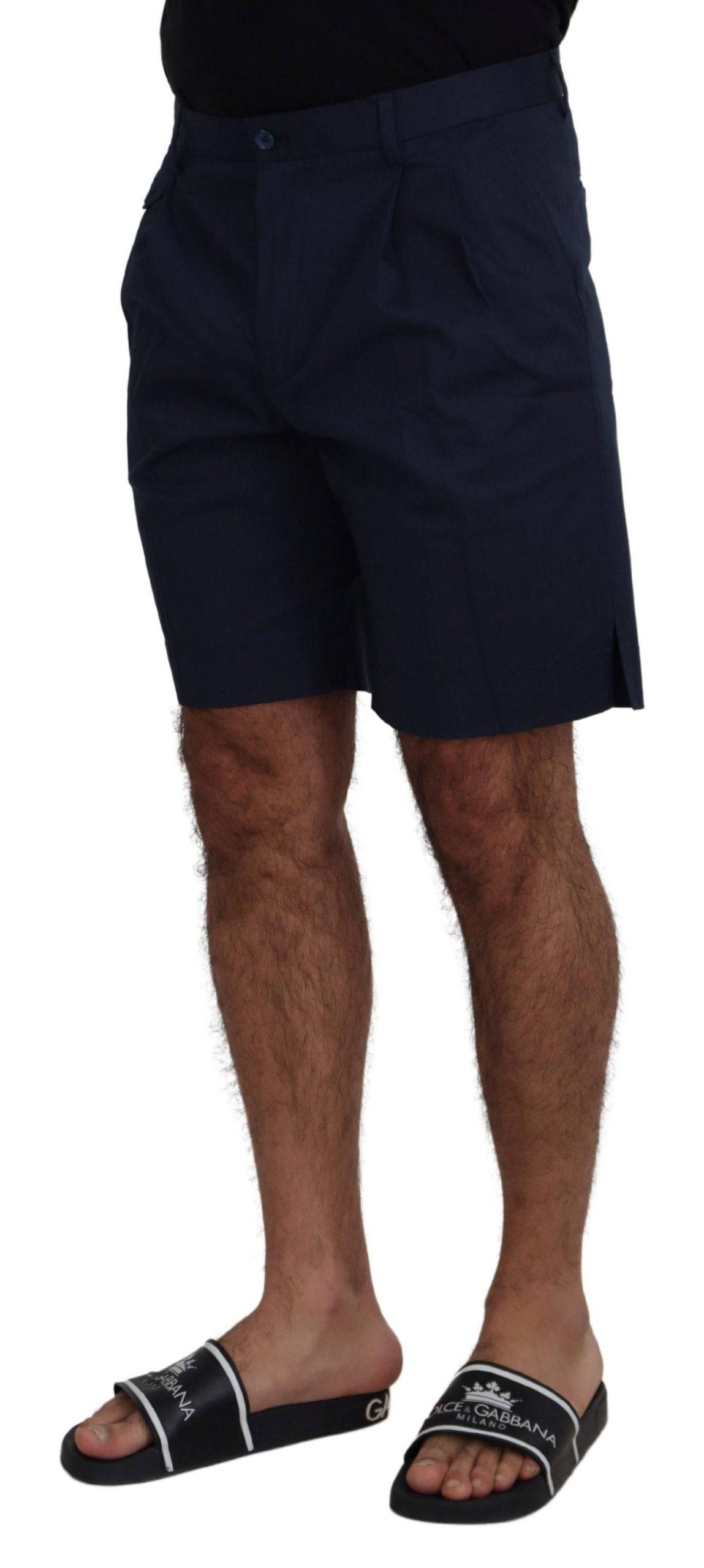 Shorts décontractés en coton stretch Dolce & Gabbana bleu, chino slim pour homme, style casual et confortable.