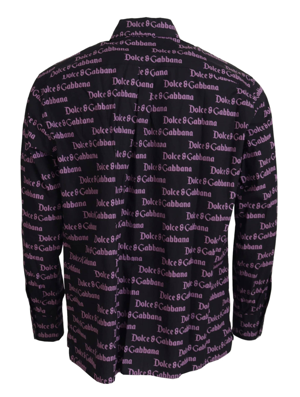 Chemise formelle Dolce & Gabbana noire et violette à logo slim, élégante pour occasions spéciales, vue de face.