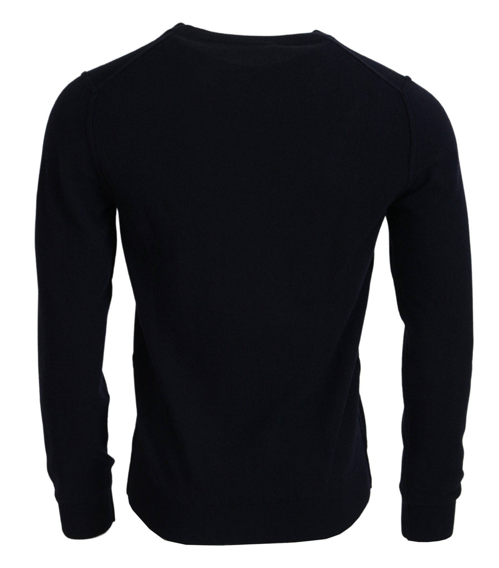 Pull à manches longues Dolce & Gabbana en cachemire bleu avec imprimé, doux et élégant pour un look sophistiqué.