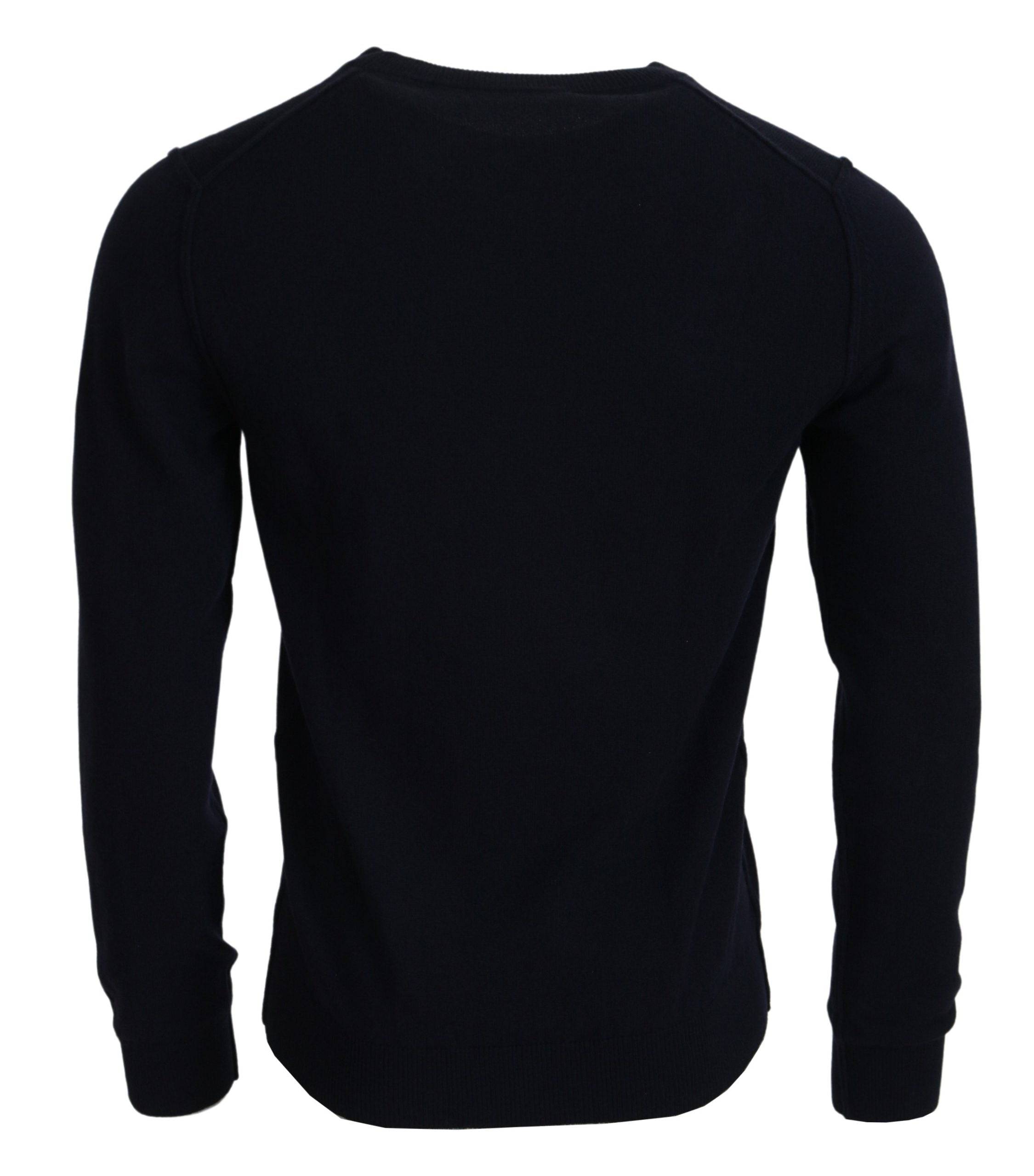 Pull à manches longues Dolce & Gabbana en cachemire bleu avec imprimé, doux et élégant pour un look sophistiqué.