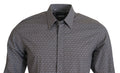 Chemise formelle Slim Fit Dolce & Gabbana gris brun avec détails dorés, manche longue et col élégant, pour homme.
