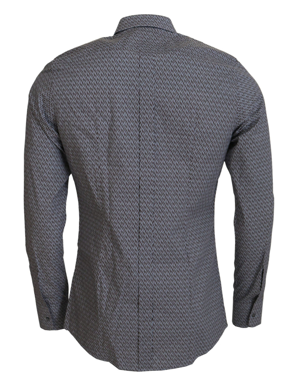 Chemise formelle Slim Fit Dolce & Gabbana gris brun avec détails dorés, élégante et sophistiquée, vue de face.