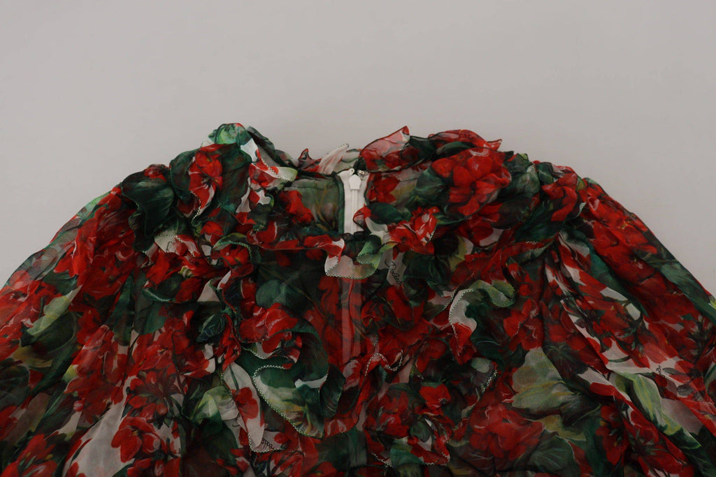 Robe longue en ligne A à fleurs multicolores Dolce & Gabbana, style élégant et féminin, longueur au genou.