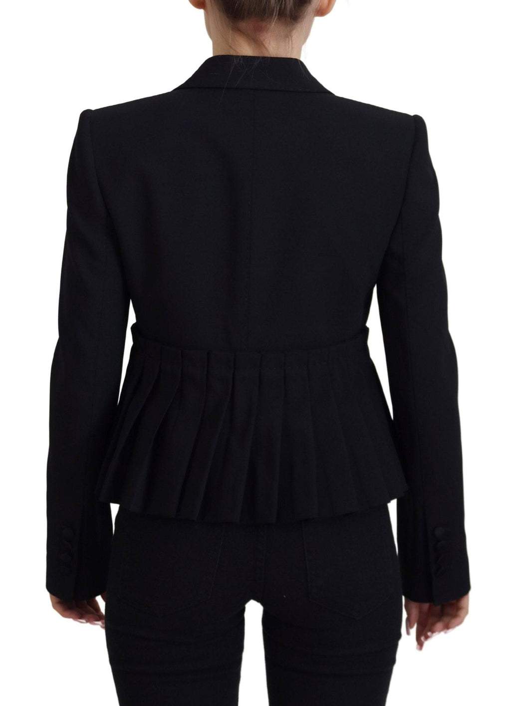 Veste blazer noire en laine Dolce & Gabbana à coupe ajustée, à un seul bouton, chic et élégante pour homme.