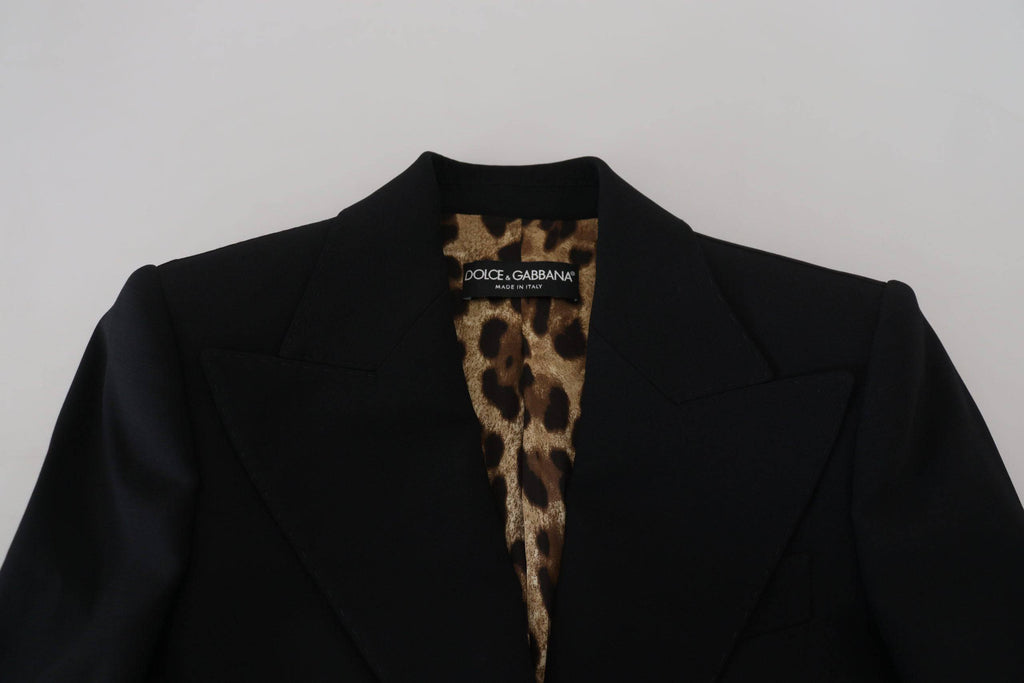 Blazer pour homme Dolce & Gabbana noir à boutonnière simple, en laine, ajusté et élégant.