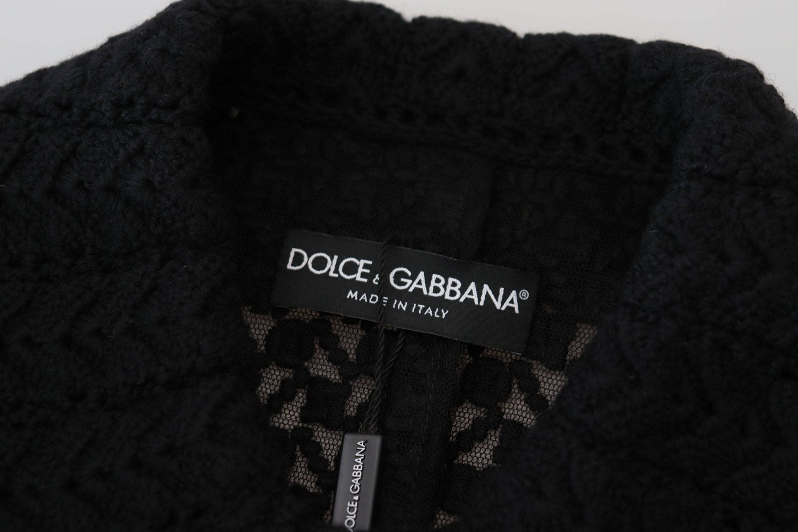Veste blazer longue noire en coton de Dolce & Gabbana avec boutons sur le devant, élégante et sophistiquée.