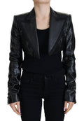 Veste courte en coton noire Dolce & Gabbana à manches longues, blazer élégant avec coupe ajustée.