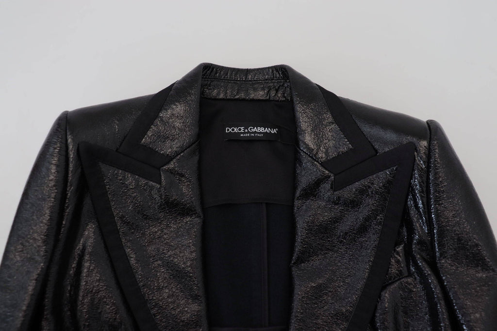 Veste crop noire Dolce & Gabbana à manches longues en coton, style blazer élégant et moderne.