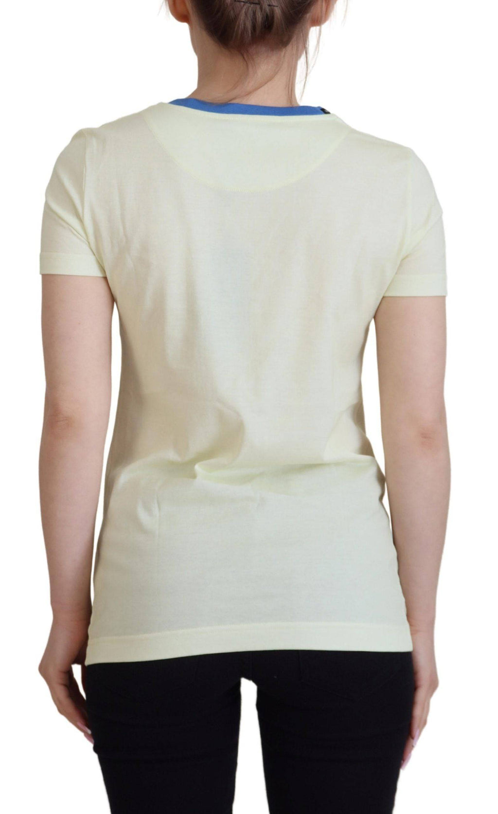 T-shirt ronde en coton jaune Dolce & Gabbana Havanity, col rond, vue de face avec détails du design.