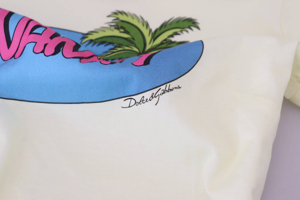 T-shirt ronde en coton jaune Dolce & Gabbana Havanity, vue de face, avec col ras du cou et logo discret.